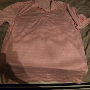 Vineyard Vines Men's Polo in Pink and White Stripes